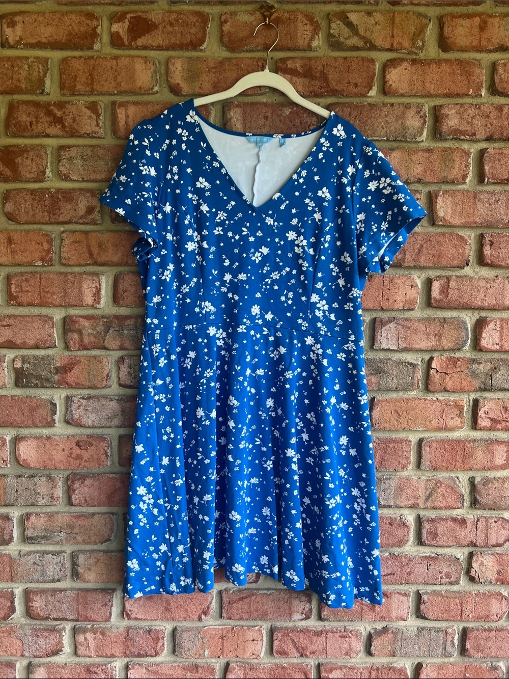 XL Draper James Blue and White Floral Dress